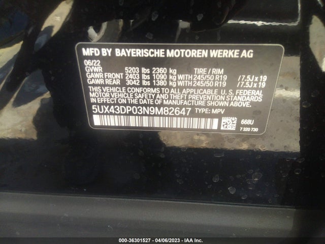 BMW X3 Sdrive30i 2022 аукцион фото