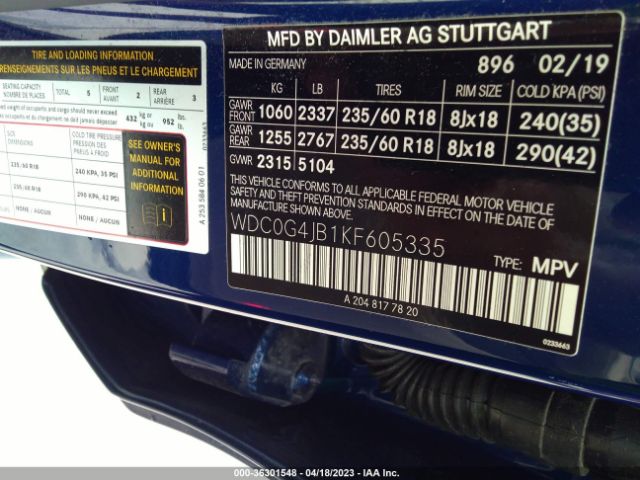 WDC0G4JB1KF605335 Mercedes-Benz Glc Glc 300
