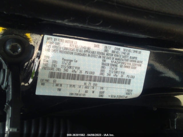 Ford FOCUS SEL 2017 1FADP3M21HL329168 Image 10