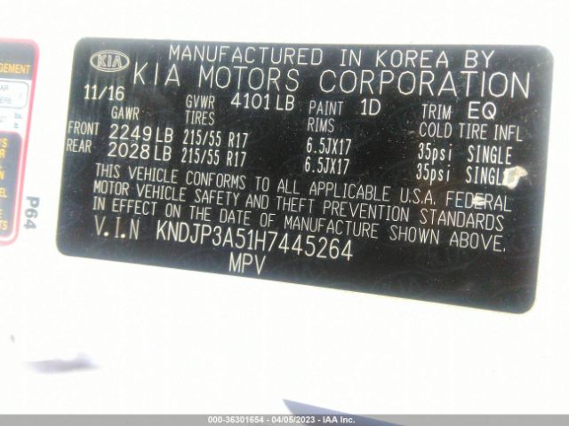 KNDJP3A51H7445264 KIA SOUL +
