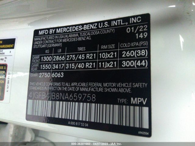 4JGFB4JB8NA659758 Mercedes-Benz Gle Gle 350