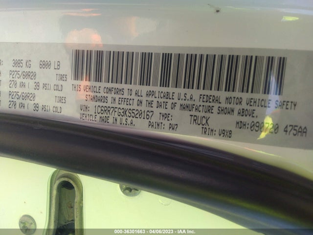 1C6RR7FG3KS520167 RAM 1500 Classic Express