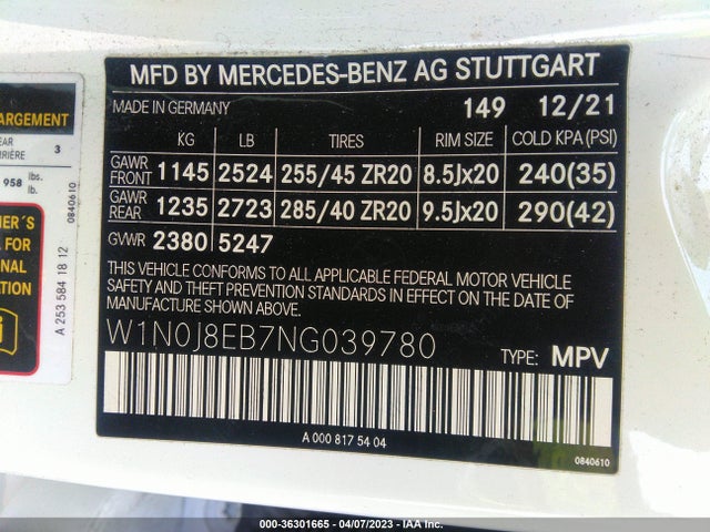 2022 Mercedes-Benz GLC-Class Coupe, VIN: W1N0J8EB7NG039780