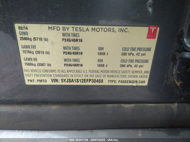 Tesla Model S 60 Kwh Battery 2014 5YJSA1S12EFP30468 Image 11