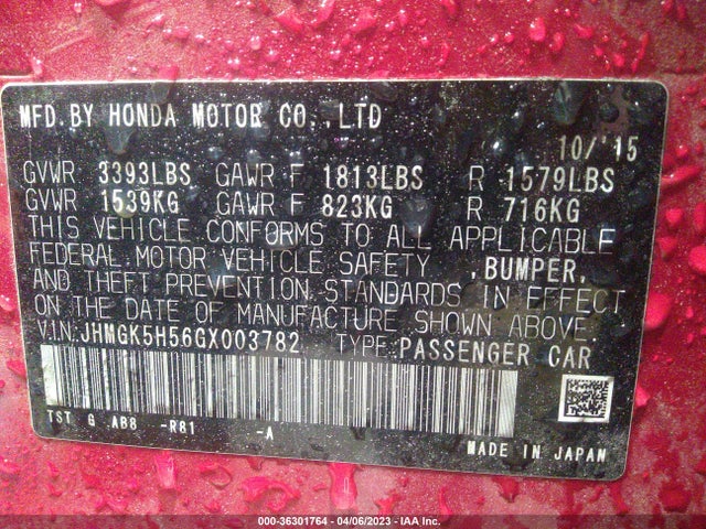 Honda FIT LX 2016 JHMGK5H56GX003782 Image 10