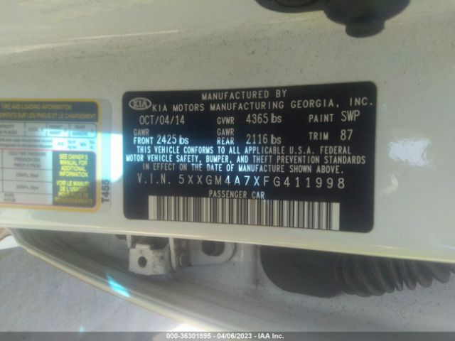 5XXGM4A7XFG411998 KIA Optima Lx