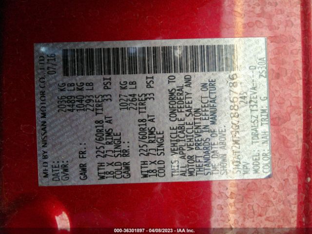 5N1AT2MT9GC886786 Nissan Rogue Sl