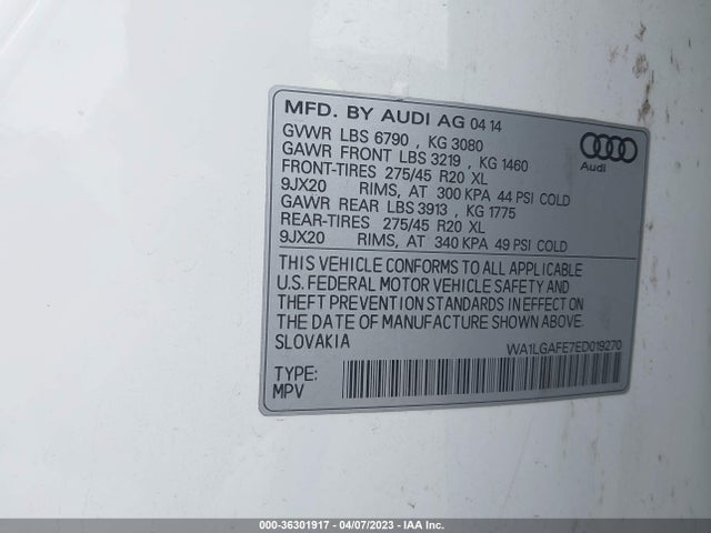 WA1LGAFE7ED019270 Audi Q7 3.0t Premium Plus