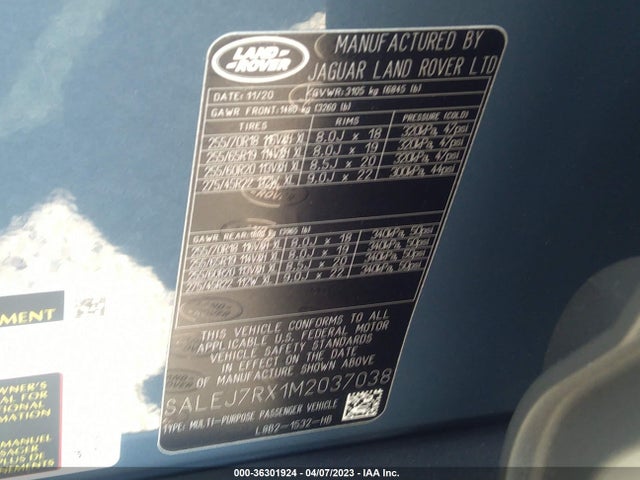 2021 Land Rover Defender, VIN: SALEJ7RX1M2037038
