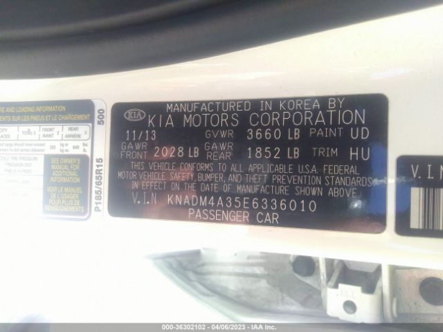 KNADM4A35E6336010 KIA RIO LX