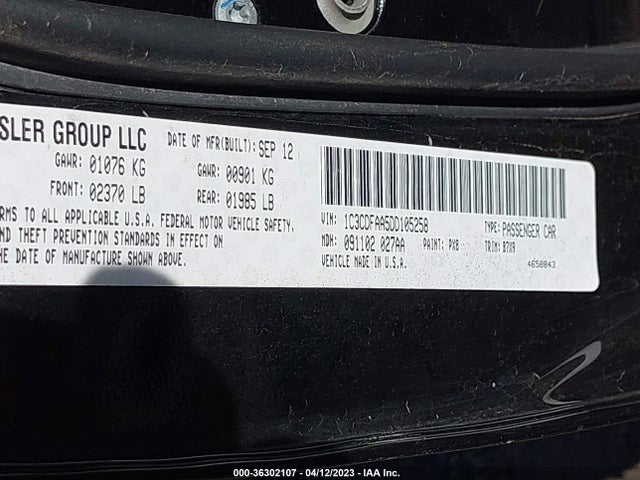 2013 DODGE DART SE VIN: 1C3CDFAA5DD105258