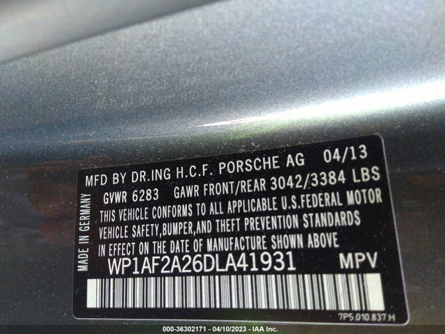 2013 PORSCHE CAYENNE DIESEL VIN: WP1AF2A26DLA41931