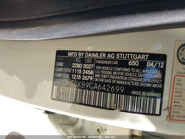 2012 MERCEDES-BENZ E-CLASS E 350 VIN: WDDHF5KB9CA642699