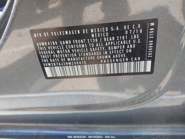3VW2B7AJ2HM206476 Volkswagen Jetta 1.4t S