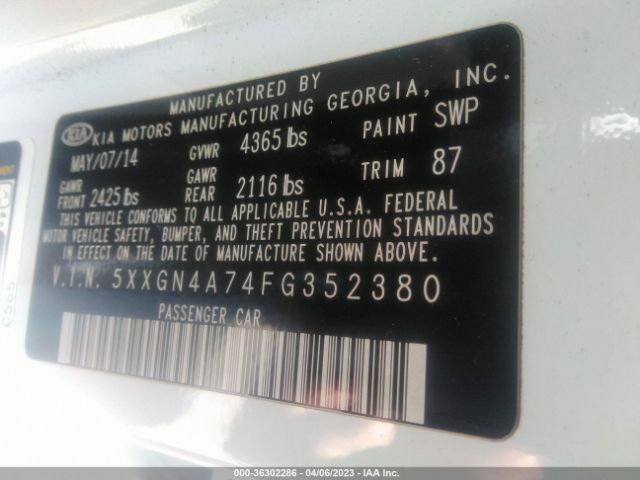 5XXGN4A74FG352380 KIA OPTIMA EX