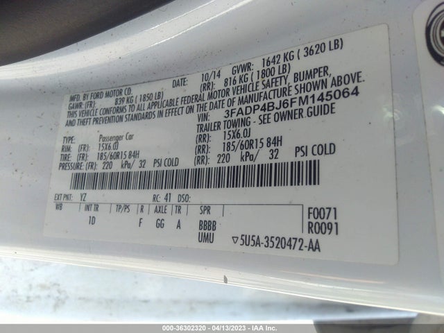 Ford FIESTA SE 2015 3FADP4BJ6FM145064 Image 10