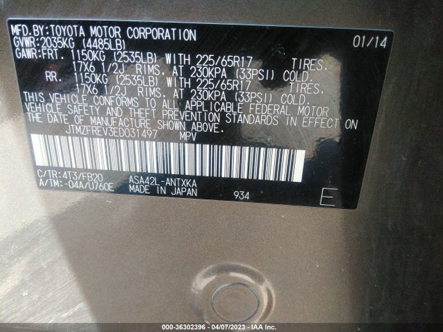 Toyota RAV4 LE 2014 JTMZFREV3ED031497 Image 14