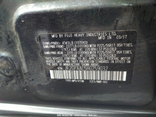 JF2GPAAC5HG259032 Subaru Crosstrek