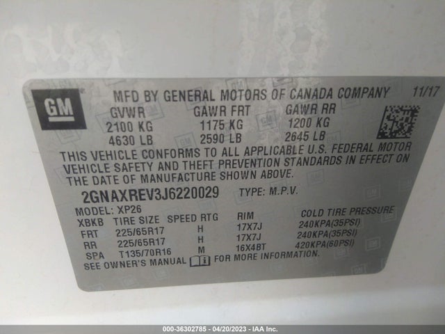 Chevrolet EQUINOX LS 2018 2GNAXREV3J6220029 Image 10