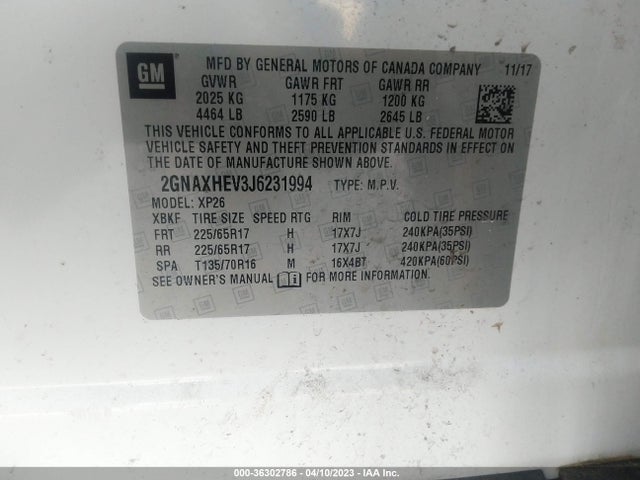 Chevrolet EQUINOX LS 2018 2GNAXHEV3J6231994 Image 9