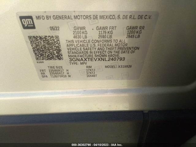 Chevrolet EQUINOX LT 2022 3GNAXTEVXNL240793 Image 9