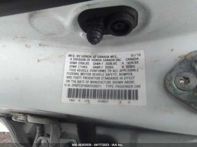 Honda Civic Sedan Lx 2019 2HGFC2F69KH526071 Image 9