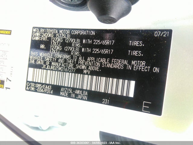 JTJDJRDZ5M2167277 Lexus Nx Nx 300h