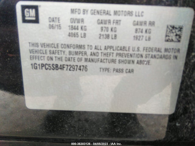 Chevrolet CRUZE LT 2015 1G1PC5SB4F7297476 Image 9