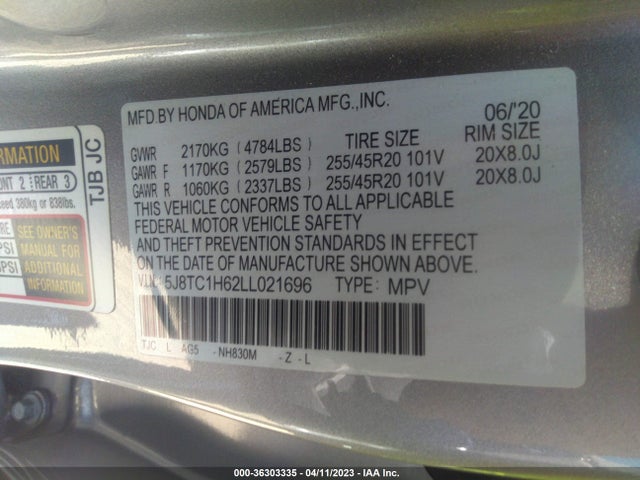5J8TC1H62LL021696 Acura Rdx W/a-spec Pkg