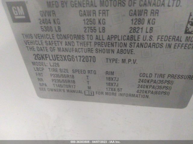 2GKFLUE3XG6172070 GMC Terrain Slt