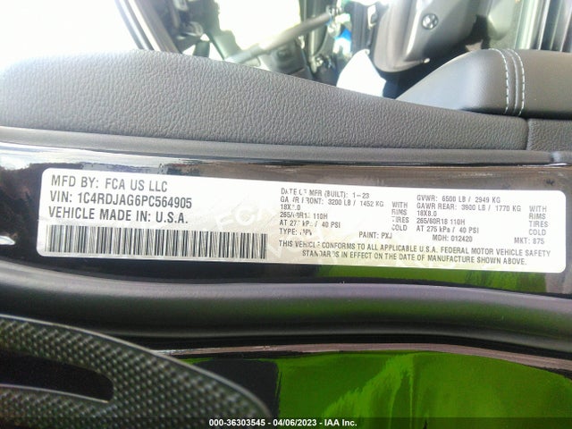 2023 Dodge Durango, VIN: 1C4RDJAG6PC564905