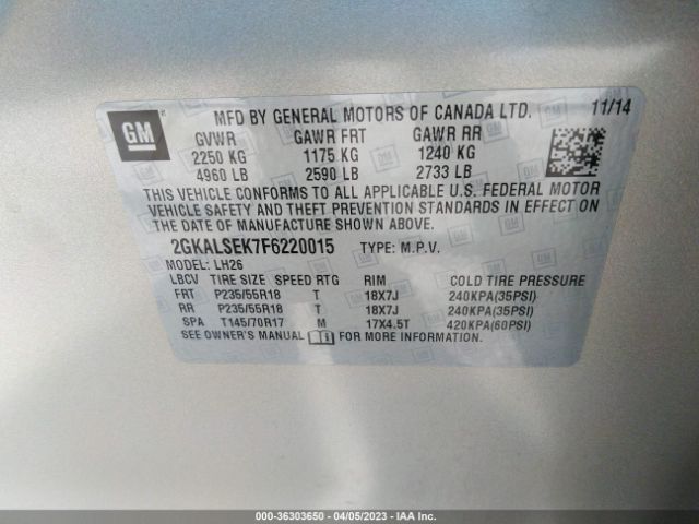 2GKALSEK7F6220015 GMC Terrain Slt