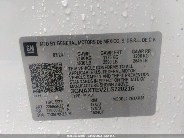 Chevrolet EQUINOX LT 2020 3GNAXTEV2LS720216 Image 9