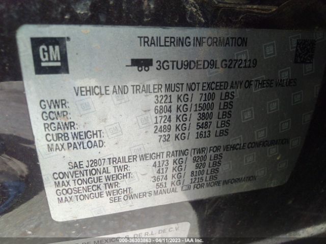 3GTU9DED9LG272119 GMC Sierra 1500 Slt