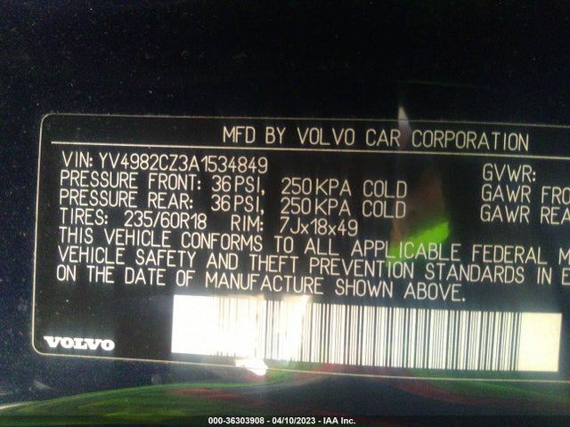 2010 VOLVO XC90 I6 VIN: YV4982CZ3A1534849