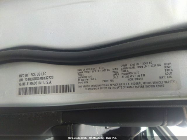 1C4RJKDG5M8132220 Jeep Grand Cherokee L Overland