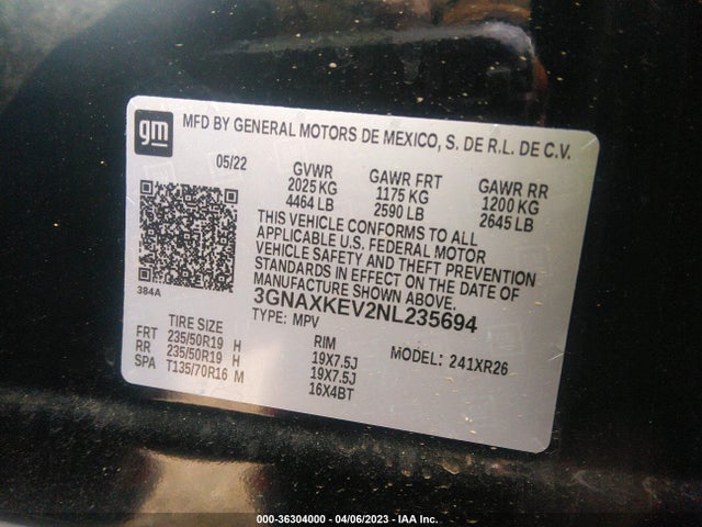 Chevrolet EQUINOX LT 2022 3GNAXKEV2NL235694 Image 9