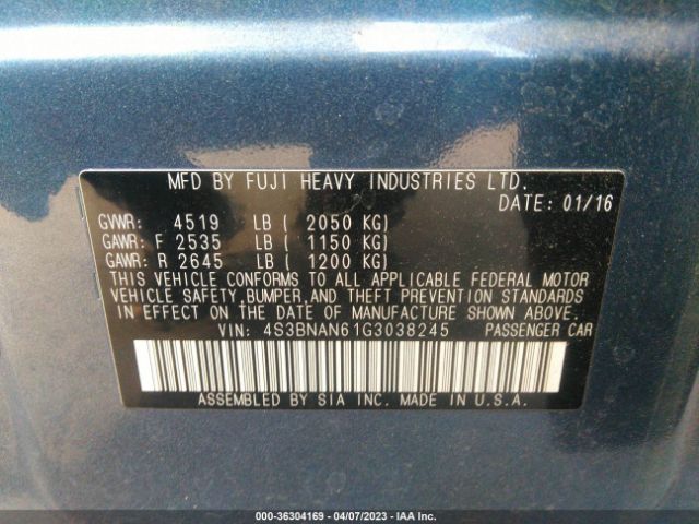 4S3BNAN61G3038245 Subaru Legacy 2.5i Limited