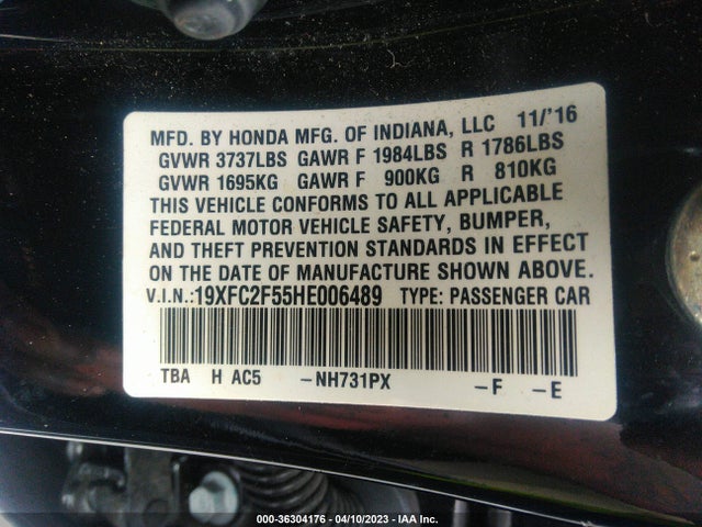 Honda Civic Sedan Lx 2017 19XFC2F55HE006489 Image 9