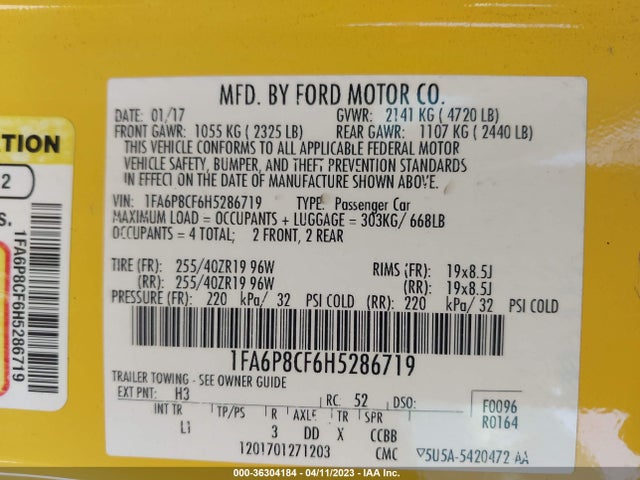Ford MUSTANG GT 2017 1FA6P8CF6H5286719 Image 11