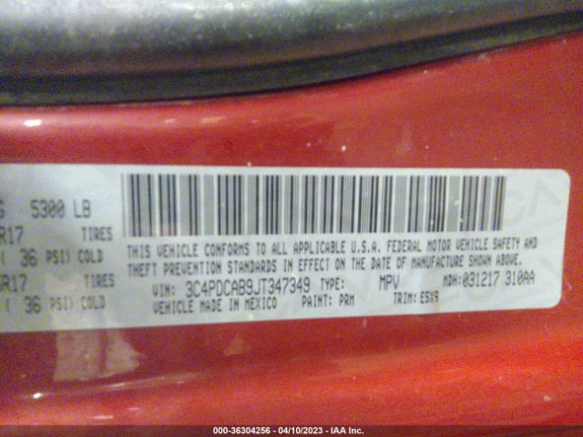 3C4PDCAB9JT347349 Dodge JOURNEY SE