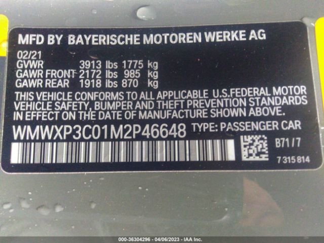 WMWXP3C01M2P46648 Mini Hardtop 2 Door Cooper Se
