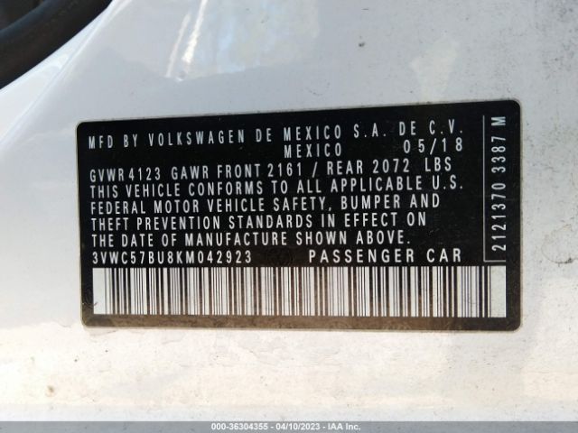 3VWC57BU8KM042923 Volkswagen Jetta 1.4t R-line/1.4t S/1.4t Se