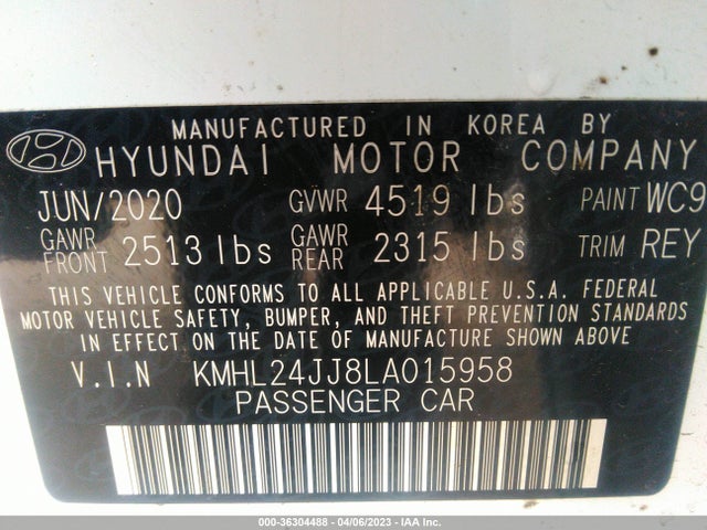 2020 Hyundai Sonata, VIN: KMHL24JJ8LA015958