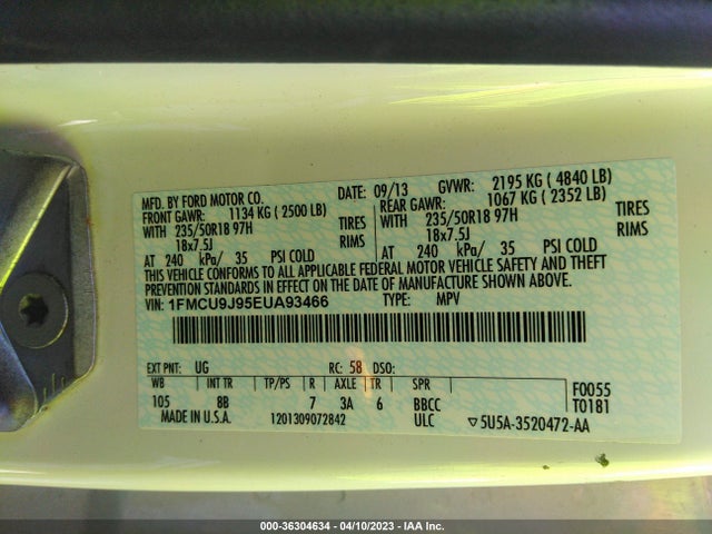 Ford Escape Titanium 2014 1FMCU9J95EUA93466 Image 10