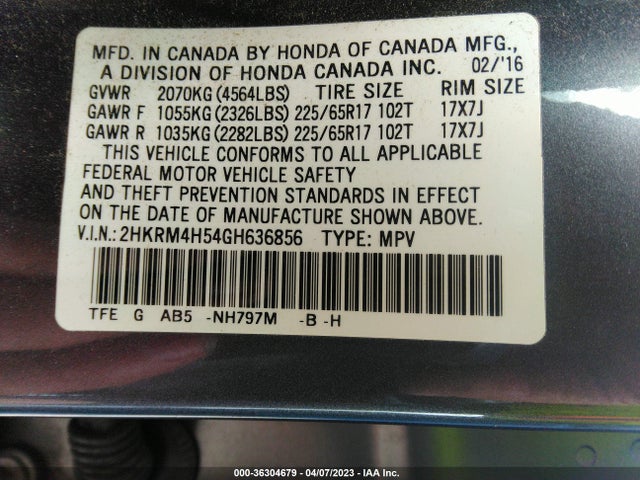 Honda CR-V EX 2016 2HKRM4H54GH636856 Image 9
