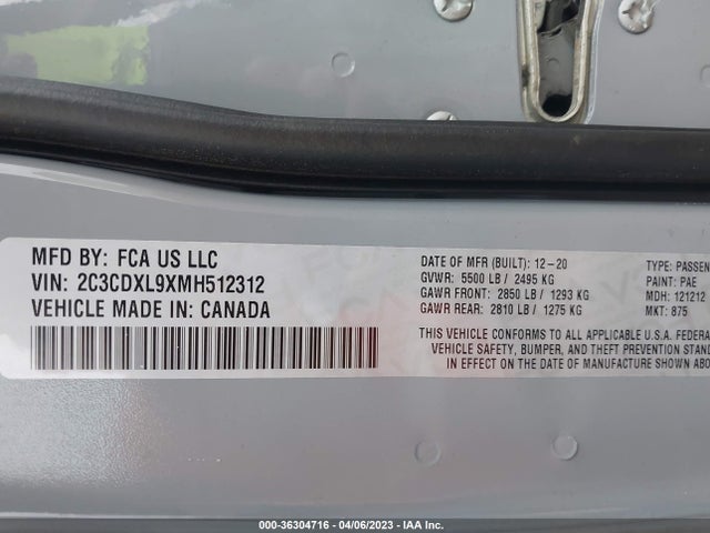 Dodge Charger Srt Hellcat Redeye 2021 2C3CDXL9XMH512312 Image 9