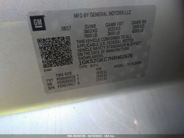 1GKS2GKC7HR402676 GMC Yukon Xl Slt