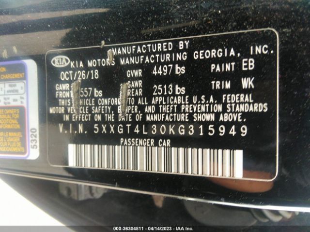5XXGT4L30KG315949 KIA Optima S