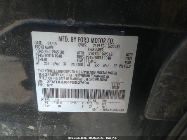 Ford EDGE SEL 2015 2FMTK4J84FBB27694 Image 10